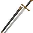 SZCO 33" Excalibur Medieval Sword King Arthur Replica Cosplay Sword with Stainless Steel Mirror-Finish Blade, with Gold Guard & Scabbard for Display, Costume, Decor & Collectors