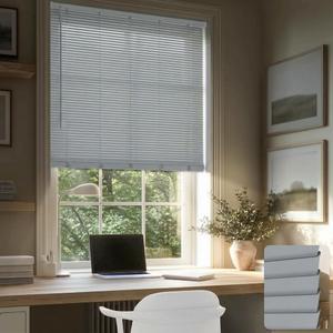 HESTIA No Drill Room Darkening Venetian Mini Blinds, Grey, 27" W X 50" H