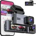 OMBAR Dash Cam 5G WiFi GPS, 3 Channel Dash Cam Front and Rear Inside 2K+1080P+1080P, 3.18" LCD Screen, 64GB Card Included, Dual Dash Camera for Cars 4K/2K/1080P+1080 P IR Night Vision, WDR, G-Sensor