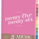 2 x Rileys Academic Planner 2025-2026, Daily, Weekly & Monthly Planner, July 2025 - June 2026, Student Notes Pages, Twin-Wire Binding, Weekly Agenda for School & Work (8 x 6-Inches, Pink, Diagonal)