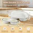 YONILL Mini Double Dutch Oven for Sourdough Bread Baking - Enameled Cast Iron Dutch Oven Pot with Lid and 5" Banneton Bread Proofing Basket Kit, Dual Round Bread Loaf Pan for Homemade Baking (White)