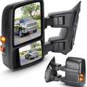 Towing Mirrors for Ford F-250 F-350 F-450 F-550 Super Duty 1999-2016 with Smoke Turn Signal Manual Folding Telescoping, w/o Heated (1 Pair)