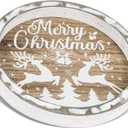 Putuo Decor Round Christmas Serving Tray Christmas Decorations for Home Rustic Decorative Wooden Tray Christmas Tray Serving Platters for Entertaining for Coffee Wine Table Serving (Brown and White)