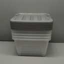 Amazon Basics Plastic Storage Containers with Secure Latching Lids, Stackable Organization Bins, Clear/Grey, 19 Quart, Set of 6