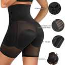 Irisnaya Women Shapewear Control Panties Body Shaper Butt Lifter Padded Hip Enhancer Seamless Underwear Hi- Waist Short (Black, L)