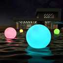 Solar Floating RGB LED Pool Lights with Remote Control, Waterproof, Multicolor - Pack of 2