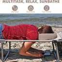 Oversized Extra Wide Tanning Chair with Sun Canopy Face Hole Padded Adjustable Washable, Heavy Duty Layout Folding Lounge Chair for Outside Beach Reading Sunbathing, UPF 50+, XL, Plus Size, 330 LBS