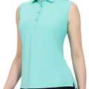 MIER Women's Sleeveless Golf Polo Shirts Athletic Tennis Collared Tank Tops, Quick Dry, UPF 50+ (Large, Aqua)