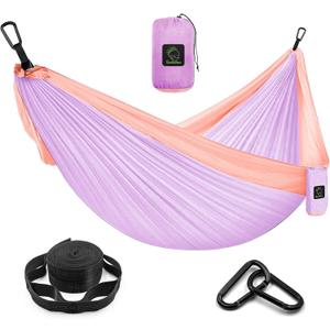 Grassman Camping Hammock Double & Single Portable Hammock with Tree Straps, Lightweight Nylon Parachute Hammocks Camping Accessories Gear for Indoor Outdoor Backpacking, Travel, Hiking, Beach