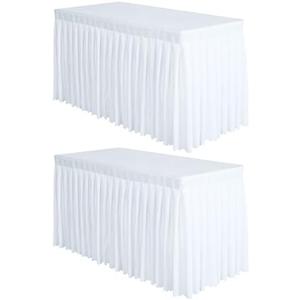 2 Pack White Table Skirt, Tablecloth for Weddings, Banquets, or Restaurants