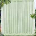 10x7ft Sage Green Chiffon Backdrop Curtains, Wrinkle-Free Sheer Fabric Photo Drapes for Wedding Ceremony Arch Birthday Baby Shower Photography Stage Decor 5x7ft, 2 Panel