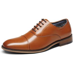 Bruno Marc Men's Lace Up Soft Cap-Toe Formal Dress Shoes (Brown) 10.5