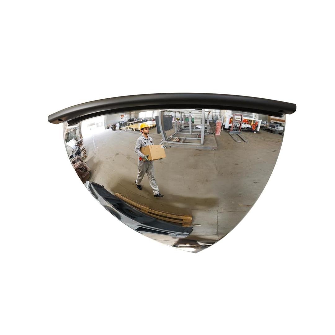 12" 1/4 Acrylic Quarter Dome Security Mirror 90 Degree Convex Corner Safety Mirror for Blind Spot Elimination in Warehouses, Offices, Retail Stores, and Parking Garages (1, 12 Inch)