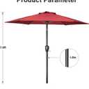 Simple Deluxe 7.5ft Patio Umbrella Outdoor Table Market Yard Umbrella with Push Button Tilt/Crank, 6 Sturdy Ribs for Garden, Deck, Backyard, Pool, Red