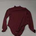 REORIA Women's Turtle Neck Long Sleeve Bodysuit Basic Slim Fit Double Lined Lightweight Layering Top for Fall & Winter (Medium, Burgundy)