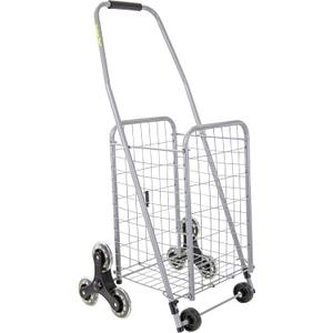 dbest Products Stair Climber Cruiser Cart Sport, Foldable Grocery Cart on Wheels,Multi-Use Collapsible Folding Laundry Basket with Wheels (Silver)