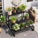 Metal Heavy Duty Plant Stand Indoor Outdoor,3 Tier Ladder Plant Stands Riser,Wrought Iron Plant Shelves for Multi Large Pots,Black Tiered Flower Display Holder for Living Room,Patio,1-Pack