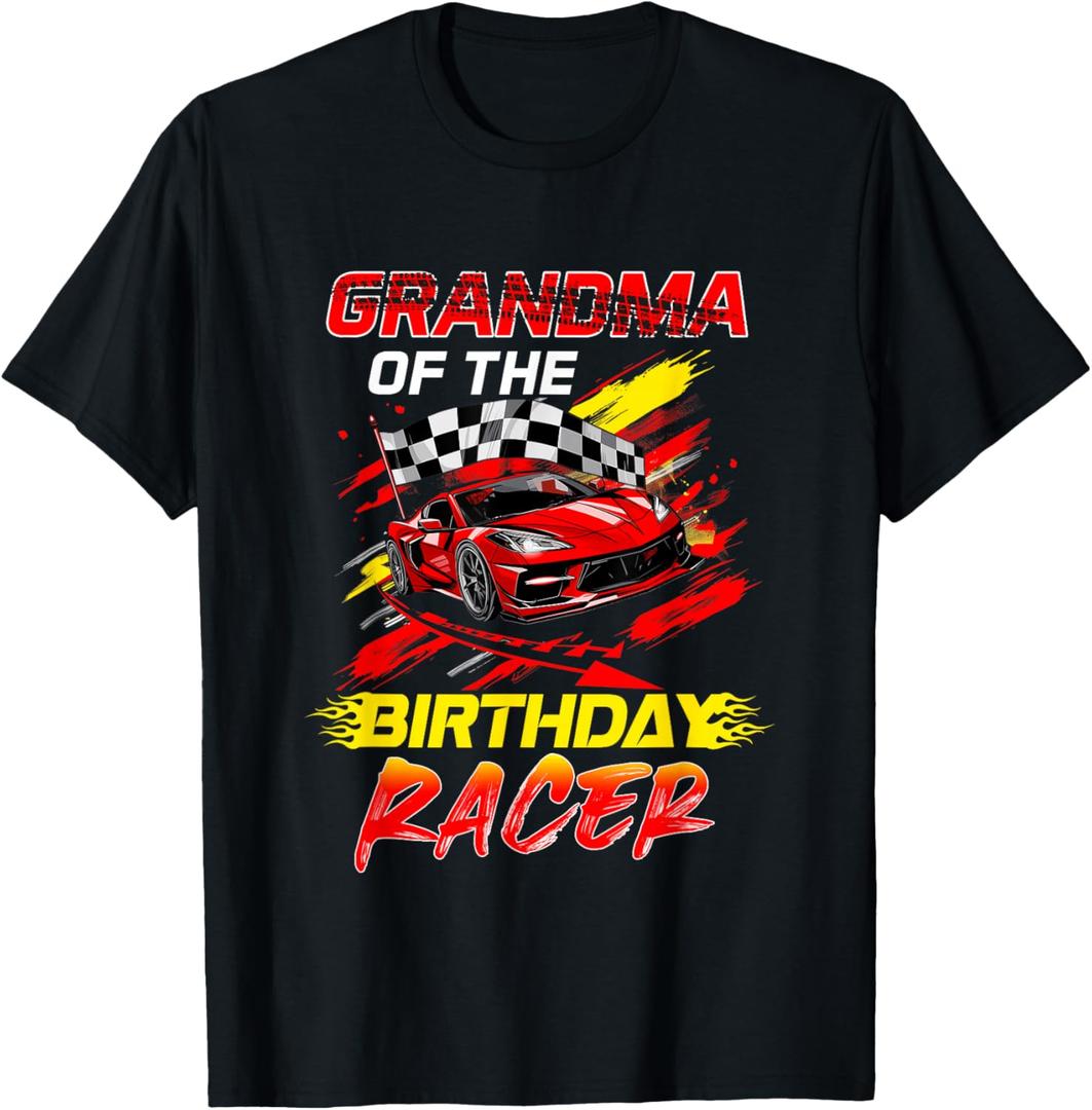 Grandma of The Birthday Racer Race Car Party Family Matching T-Shirt L