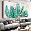 Wall Art Modern Artwork Botanical Wall Decor Green Leaves Picture Canvas Painting for Living Room Bedroom Dining Room Home Office Decor 20"x40" with Framed (40L" x 20W", Leaf01)