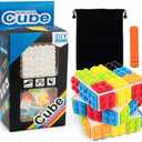 D-FantiX Building Brick Blocks 3x3x3 Speed Cube Toy, Build-On Brick 3D Magic Cube, Handheld Brain Teaser Puzzles Gift Ideas, Puzzle Building Cube Game for Kids Adults (Included Brick Separator)