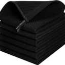 Kitinjoy 100% Cotton Kitchen Dish Cloths, 6 Pack Waffle Weave Dish Towels Ultra Soft Absorbent Quick Drying Dish Rags, 12 X 12 Inches, Black