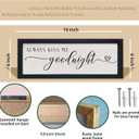 Comurdyo Love Theme Always Kiss Me Goodnight Sign 16"6" Romantic Couple Small Wood Frame for Framed Modern Farmhouse Master Bedroom Above bed Plaque Horizontal Wall Art Decor (Black)