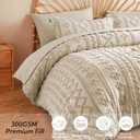 MR&HM Tufted Boho Comforter Set Queen, Linen Farmhouse Bedding Set, Bed in a Bag Set 7 Pieces with 1 Comforter, 2 Pillow Shams, 2 Pillowcases, 1 Flat Sheet, 1 Fitted Sheet for All Seasons