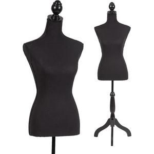 FDW Female Mannequin Body Dress Form Sewing Mannequin Torso Manikin with Tripod Base Stand Adjustable Mannequin for Sewing Clothes Display (Black, 59-67 Inches)