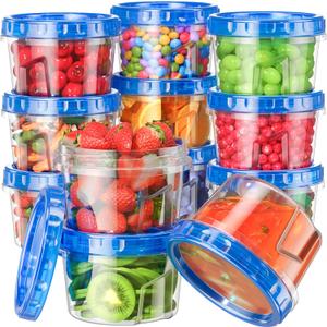 BiuLeon 12 Pack-17oz Freezer Storage Containers, Plastic Food Storage Containers with Twist Top Lids, BPA Free and Reusable Soup Containers with Lid, Microwave and Dishwasher Safe