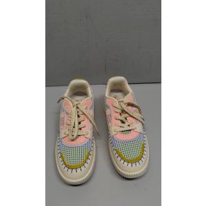 Women's Platform Sneakers Rhinestone Fashion Chunky Casual Sparkly Retro Braided Walking Shoes, Size 9