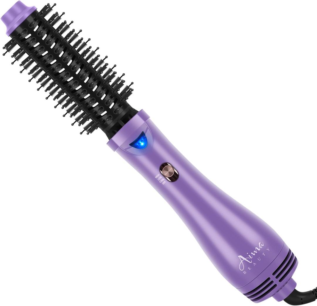 Hot Air Brush, Aima Beauty Salon One-Step Hair Dryer and Volumizer, 4-in-1 Hair Dryer Brush, Hair Styling Tools, Purple-Round (1.26"/ 32mm Round Barrel)