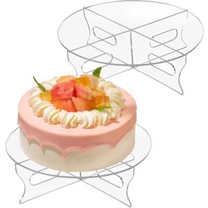 2 PCS Acrylic Round Cake Stand with Base, 12Inch Birthday Cake Stands, Decorative Dessert Trays for Tea Party, Birthday Party, Wedding, Baby Shower (2PCS)