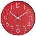 12 in Wall Clock Non-Ticking Quartz Silent Battery Operated Round Clocks Home Kitchen Office School Living Room Decor Clocks (Red)