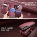 Defencase for Galaxy S26 Magnetic Wallet Case Compatible with Magsafe with RFID Blocking Zipper & Card Holder for Women Men, PU Leather Detachable Phone Case for Samsung Galaxy S26 6.3", Wine Red