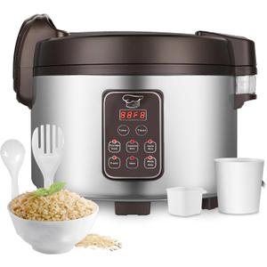 15L Commercial Rice Cooker & Warmer (84 Cup Cooked, 15.8 QT) Smart Large Rice cooker 6 Rice Cook Functions 24-Hr Delay Timer | LED Display | Auto Keep Warm | Non-Stick Inner Pot (Silver & Black)