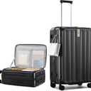 Hanke 26 Inch Expandable Luggage Top Opening Checked Bag Luggage Hard Shell Suitcases with Wheels Lightweight Travel Luggage Heavy Duty Luggage Suitcase with Lock for Woman Men-Jet Black