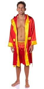 INTIMO Rocky Balboa Men's Film Movie Satin Robe and Short Set (Ivan Drago, Large/ X-Large)