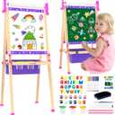 Art Easel for Kids 4-8,Kids Easel with Paper Roll and Art Supplies,Toddler Toys Ages for 5-7,Toddler Drawing Board Learning Eductional Toys for 4 5 6 7 8 Year Old Boy Girls Birthdays Gifts (Purple)
