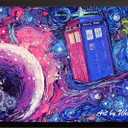 Uhomate Tardis Dr Who Doctor Telephone Booth Wall Decor Vincent Van Gogh Starry Night Posters Home Canvas Wall Art Print Nursery Decor Living Room Wall Decor A099 (11X14)