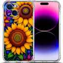 Case for iPhone 15,Beautiful Sunflowers Drop Protection Shockproof Case TPU Full Body Protective Scratch-Resistant Cover for iPhone 15
