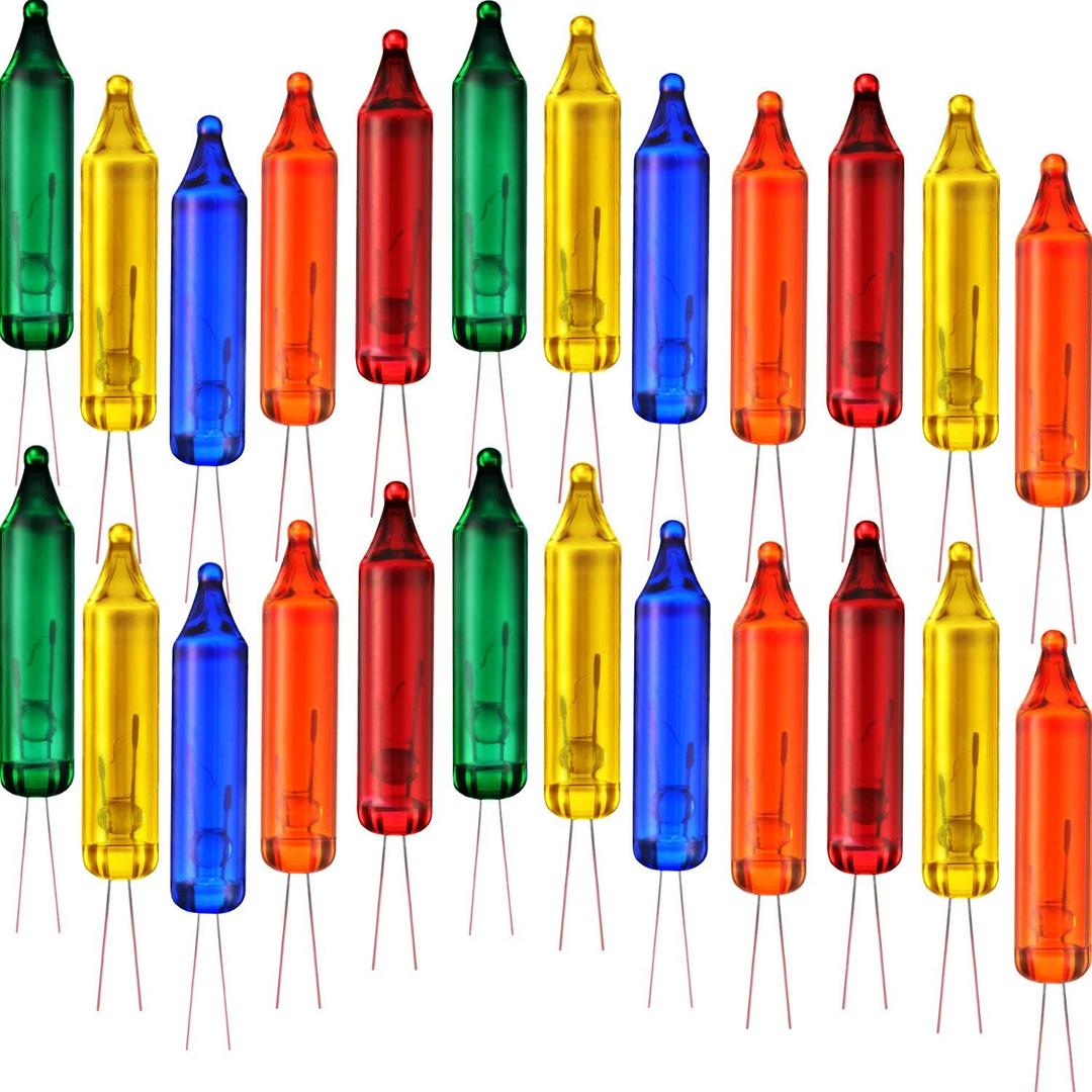 100 Count 2.5V Christmas 50/100/150/200 Count Mini Incandescent Wire String Lights Replacement Bulbs Indoor Outdoor Christmas Lights Decorations for Home Xmas Tree (Red, Yellow, Blue, Green, Orange)