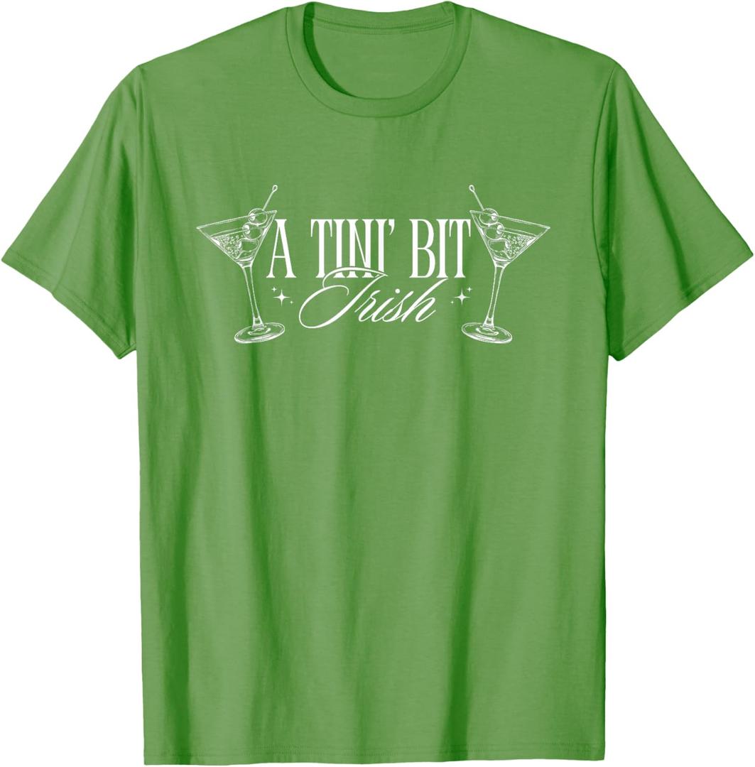 A Tini Bit Irish St Patricks Day Martini Cocktail T-Shirt (Green, S)