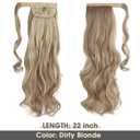 CJL HAIR 22" Long Ponytail Hair Extension Wrap Around Pony Tail Clip in Curly Wavy Synthetic Fake Hairpiece for Women Dirty Blonde