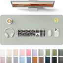 YSAGi Leather Desk Protector, Office Mat, Large Mouse Mat, Non-Slip PU Leather Blotter, Laptop Pad, Waterproof Writing Pad for Office and Home (Grayish Green, 31.5" x 15.8")