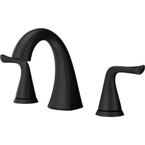 Pfister Willa Bathroom Sink Faucet 8 in Widespread 2-Handle 3-Hole Matte Black Finish NSF Certified Spot Defense Push & Seal Drain TiteSeal Installation LF049MALSDB (1 Pack)