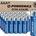 Powermax 24-Count Triple AAA Batteries, Ultra Long Lasting Alkaline Battery for Home and Office, 10-Year Shelf Life, Reclosable Packaging