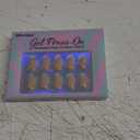 BTArtbox Press On Nails Almond - Short Gold Foil Press On Nails with Glue for Women, Semi-Transparent Soft Gel Glue On Nails in 16 Sizes - 32 Stick On Nails Kit, Gold End