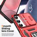 Case for Galaxy S24 Plus/S25 Plus with 360 Spin Stand [Magnetic Ring Stand] [Sliding Camera Cover] Military Grade Lens Protection Case for Samsung S24 Plus/S25 Plus 6.7", Red