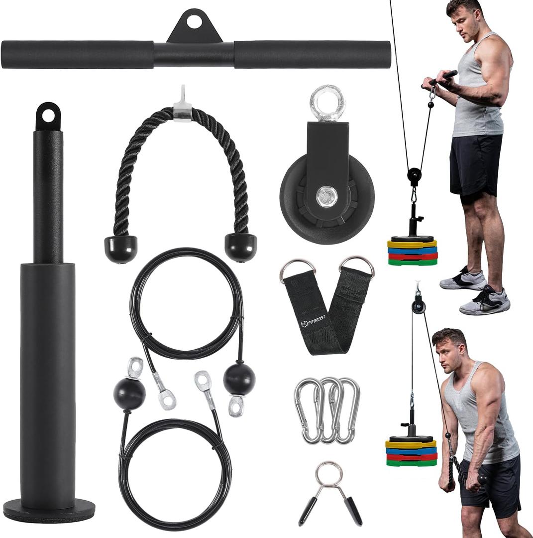 FitBeast Pulley System Gym, Cable Weight Pulley System for Gym LAT Pulldown, Biceps Curl Workout, Ideal Home Gym Equipment for Forearm, Shoulder, Strength Training