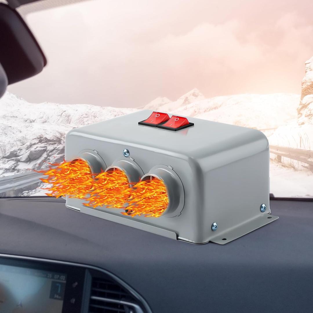 Rossesay 12V 600W-800W 3 Hole Car Heater Windshield Defroster Kit Warmer Electric Seat Heater Kit Truck Heater Portable Car Defroster Defogger for Truck Vehicle Taxi in Winter Low Noise